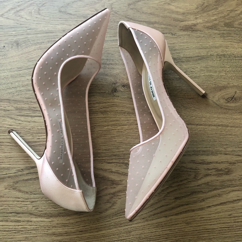 NIB $795 Manolo Blahnik BB Swiss Dot Pointed Toe Pump in Pink - size 10 / 40! - Picture 9 of 16